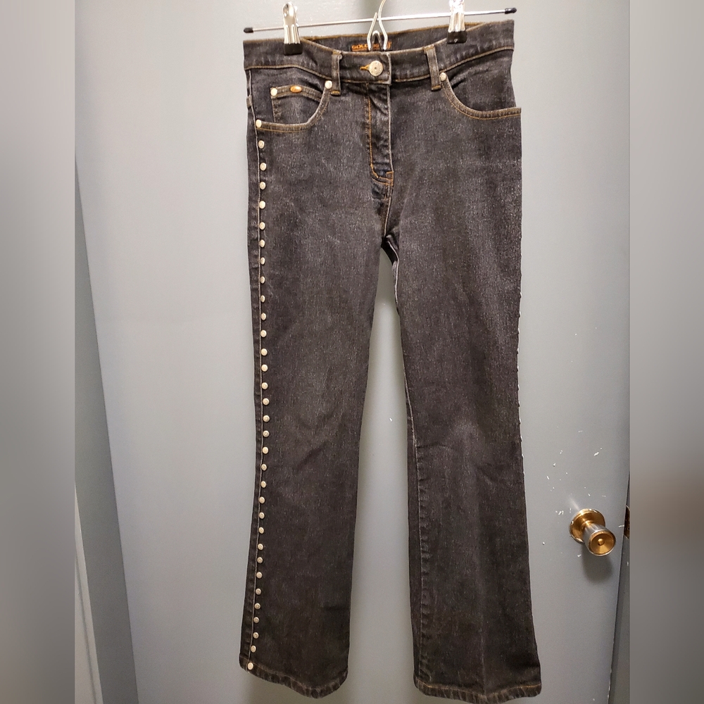 Peter Golding London Soft Black Studded Bootcut Jeans Size 6